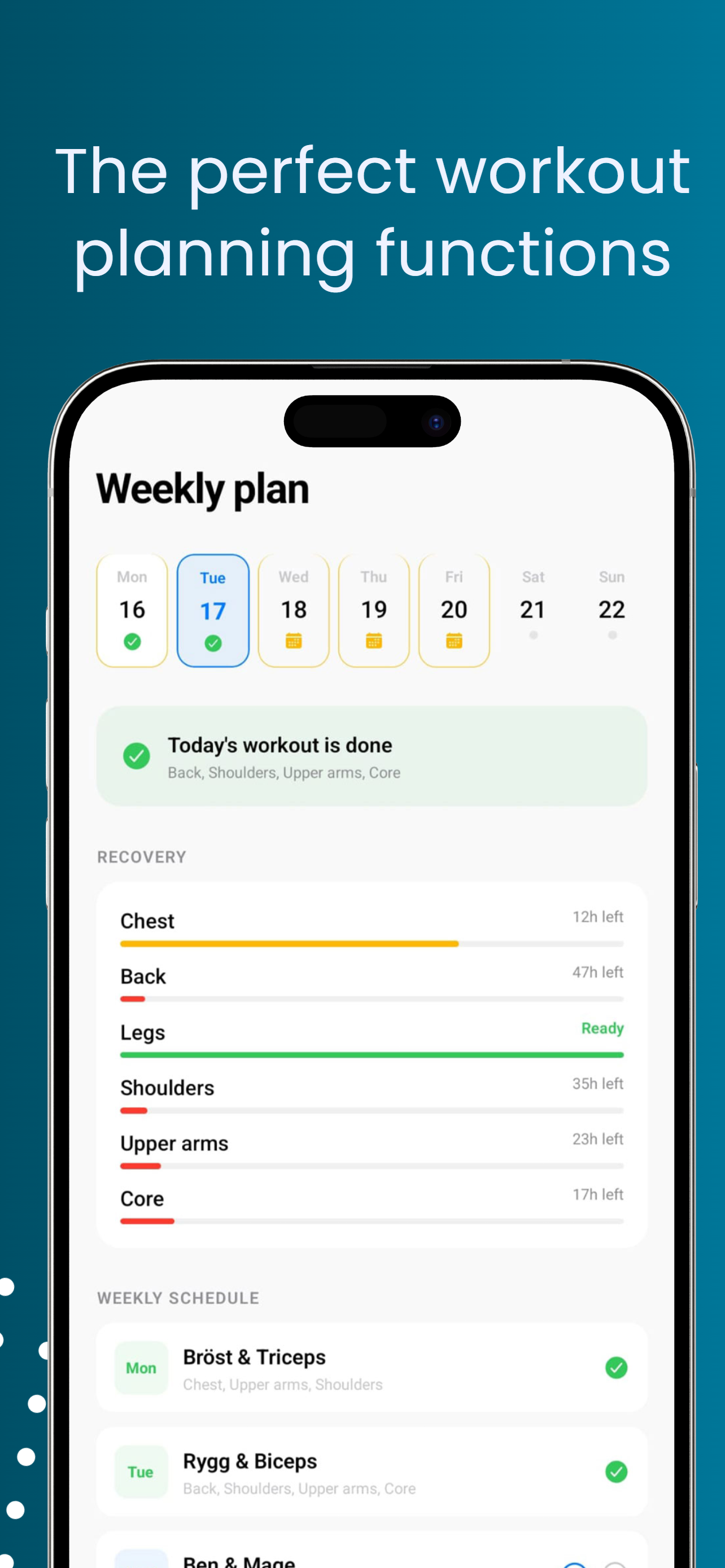 Weekly plan